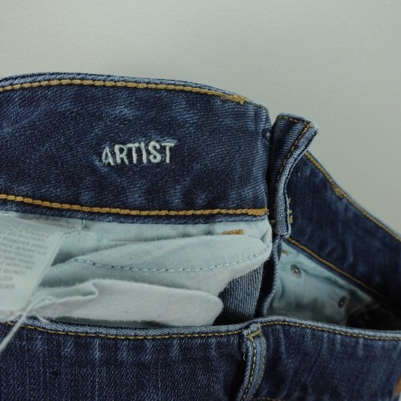 American Eagle Dark Wash Double Button Zipper Fly Stretch Artist Jeans Size 4 - Picture 8 of 8